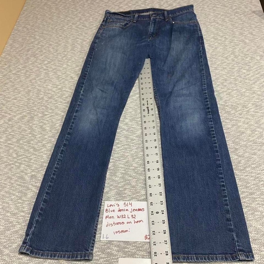 Levi's 514 blue denim jeans Size men W32/L32. SKU919#denim #distressed
